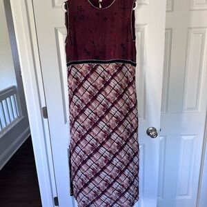 Zara Burgundy and Black Plaid Maxi Dress